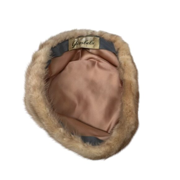 Gimbels Women's 6 3/4 Vintage Fur Pillbox Hat Cap 1950's Retro Brown USA Made - Picture 6 of 8